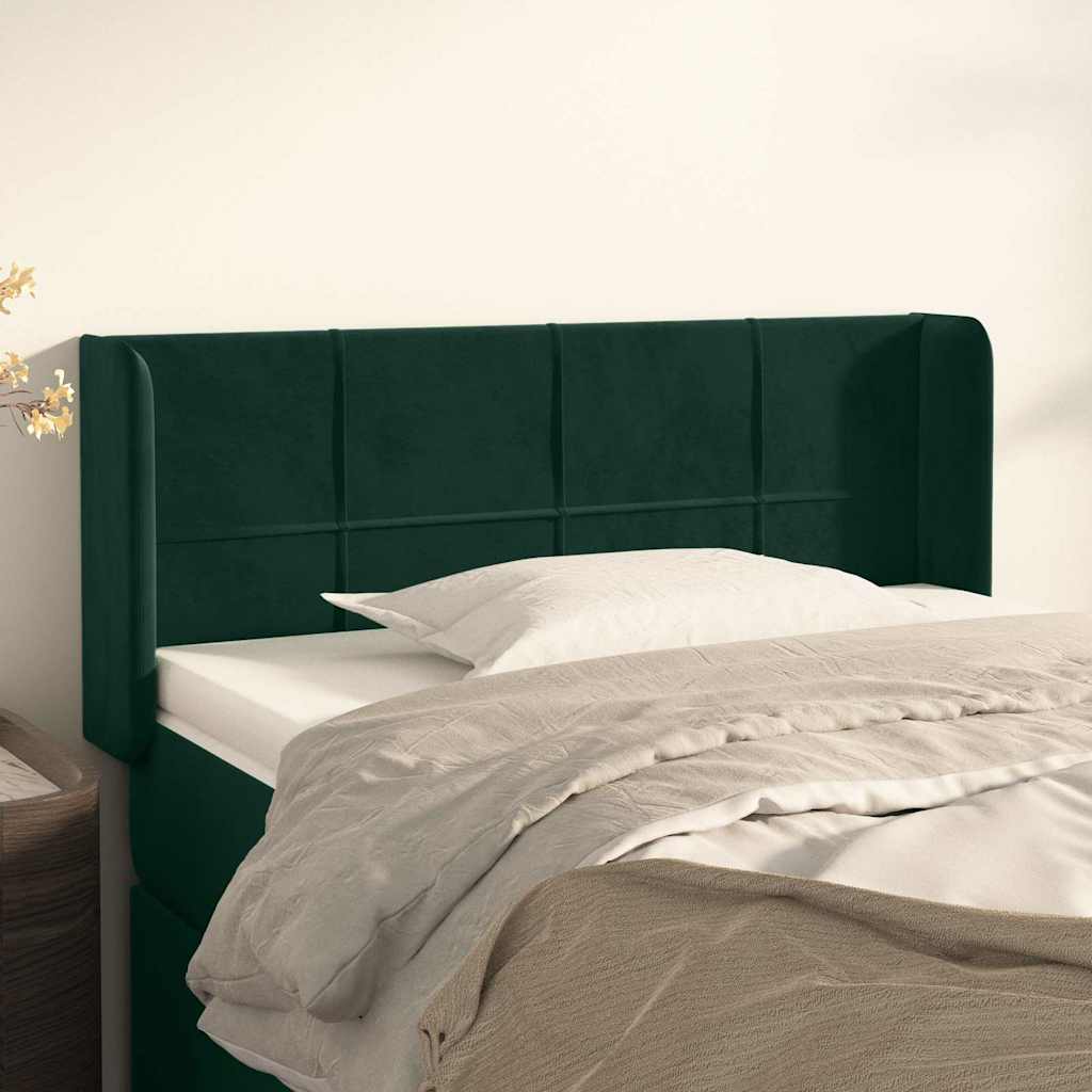 Hoofdbord met randen 103x16x78/88 cm fluweel donkergroen – afbeelding 1