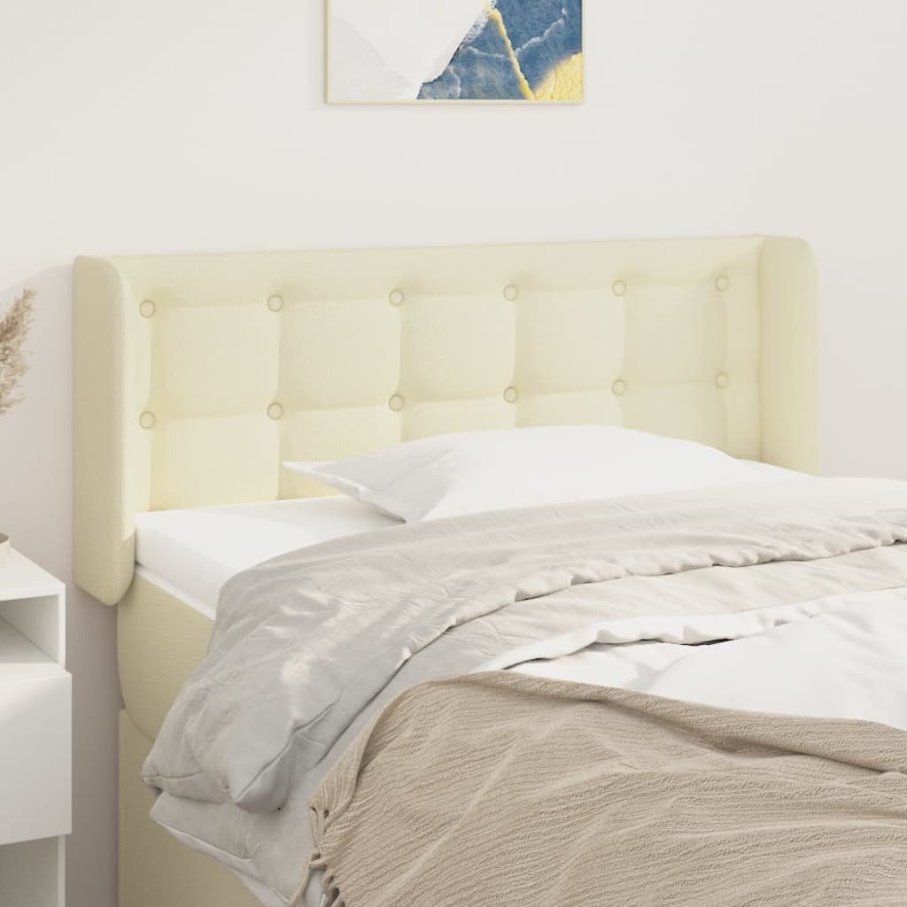 Hoofdbord met randen 93x16x78/88 cm kunstleer crèmekleurig – afbeelding 1