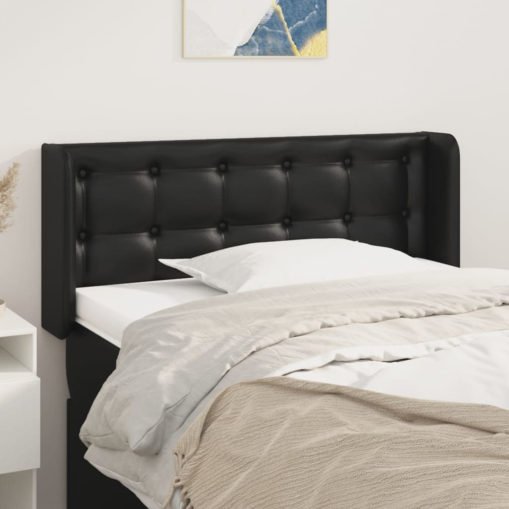 Hoofdbord met randen 103x16x78/88 cm kunstleer zwart – afbeelding 1