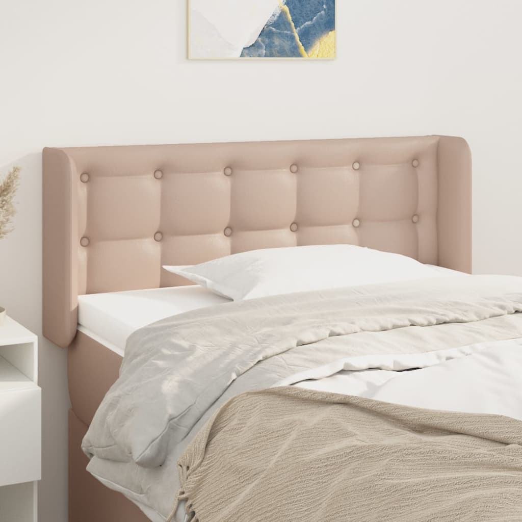 Hoofdbord met randen 103x16x78/88 cm kunstleer cappuccinokleur – afbeelding 1