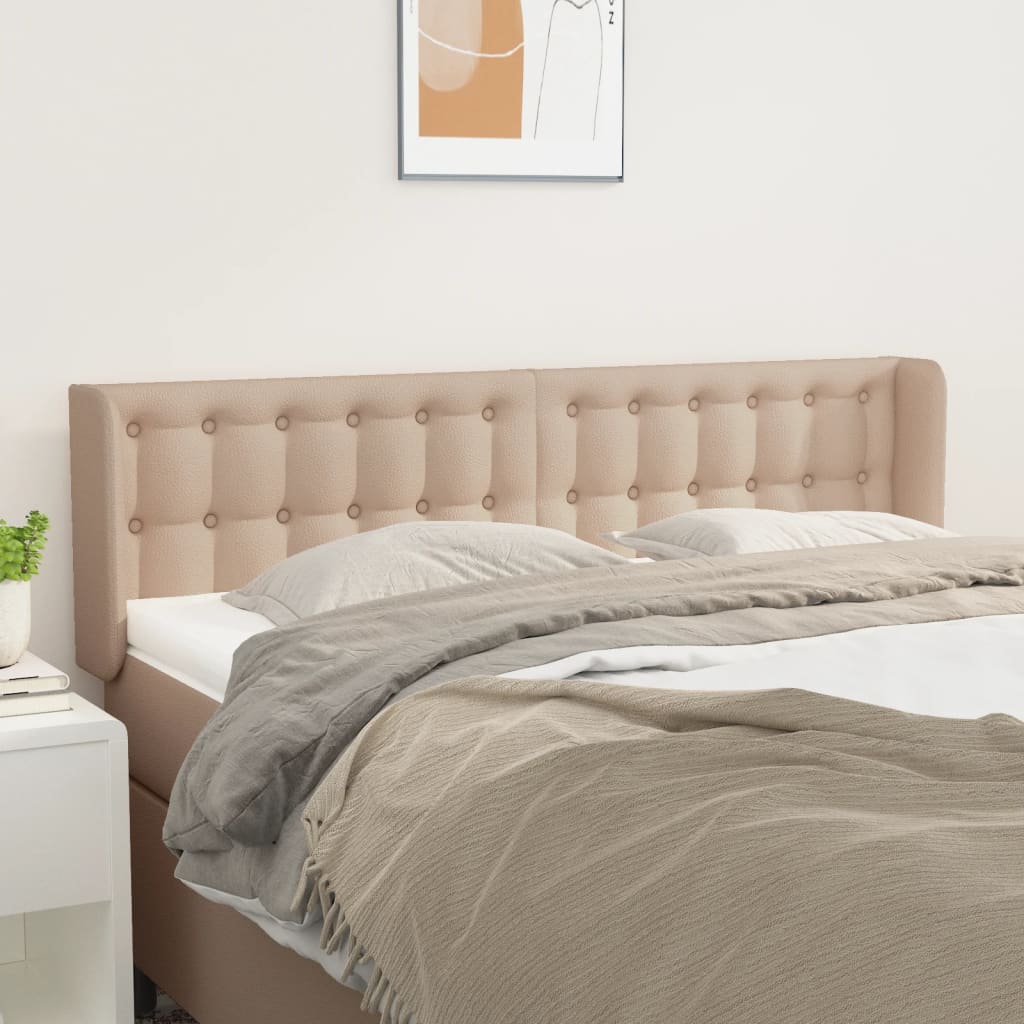 Hoofdbord met randen 147x16x78/88 cm kunstleer cappuccinokleur – afbeelding 1