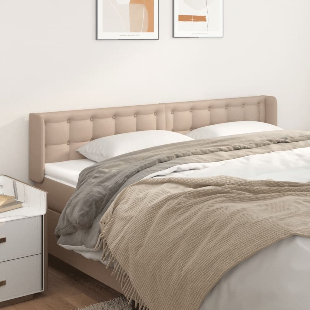 Hoofdbord met randen 163x16x78/88 cm kunstleer cappuccinokleur