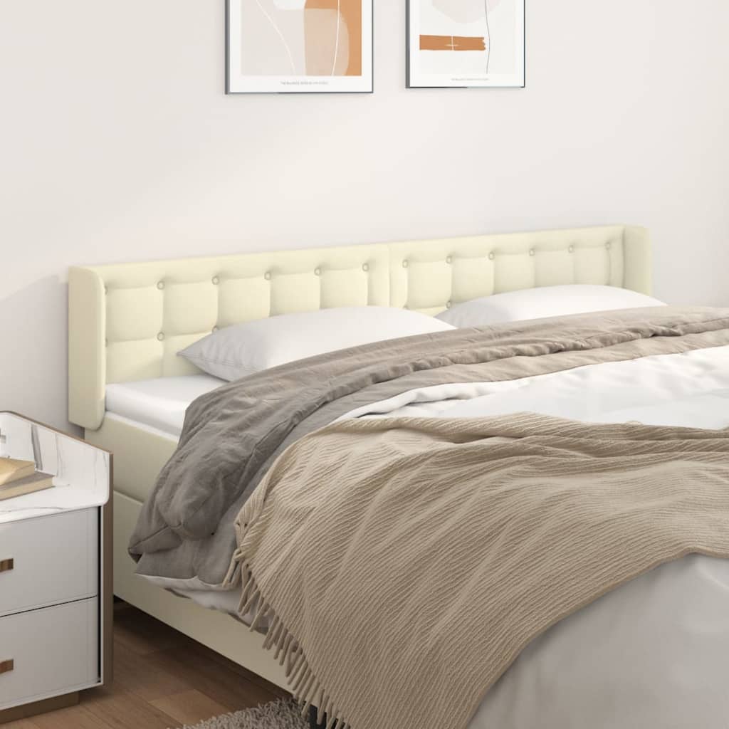 Hoofdbord met randen 203x16x78/88 cm kunstleer crèmekleurig – afbeelding 1