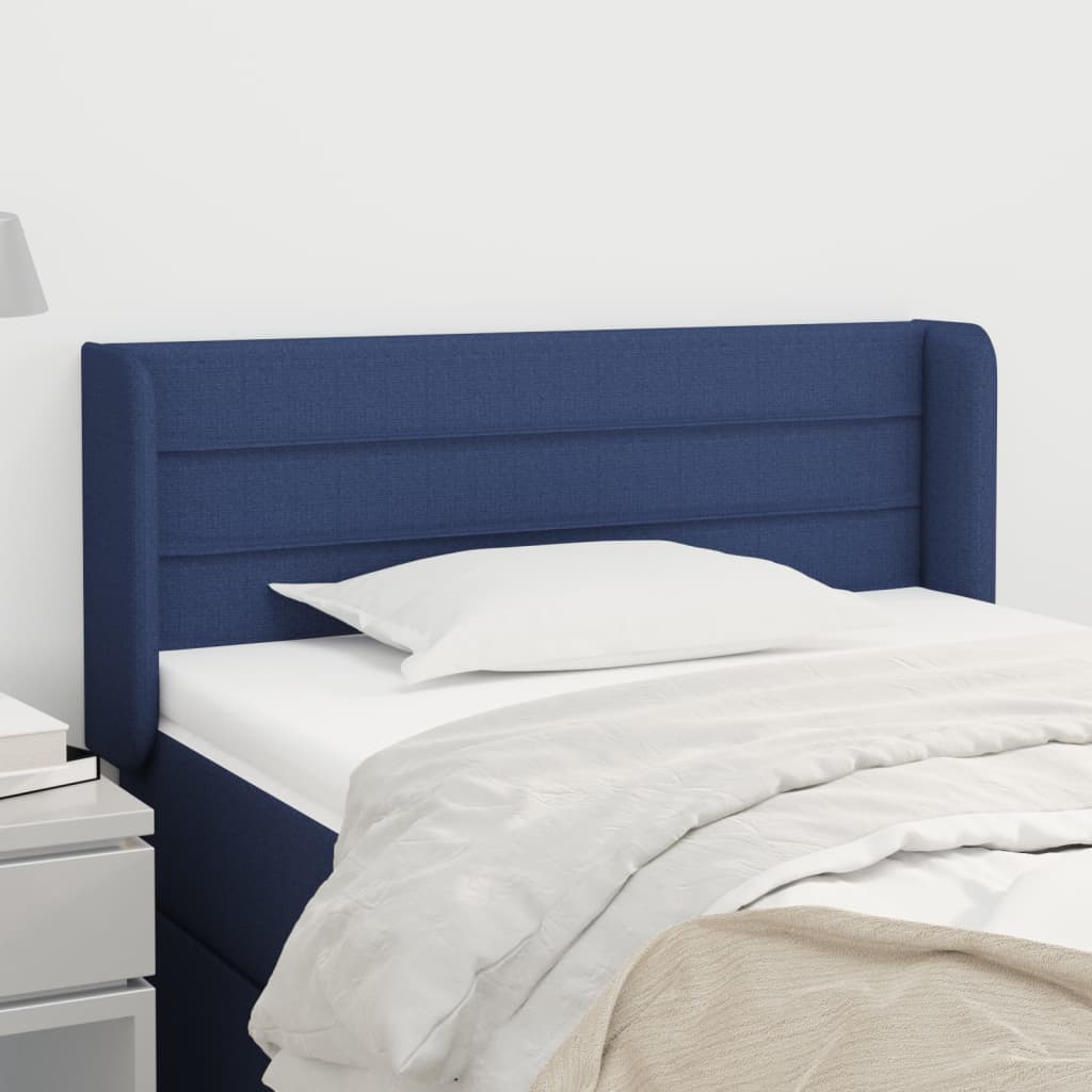 Hoofdbord met randen 93x16x78/88 cm stof blauw – afbeelding 1