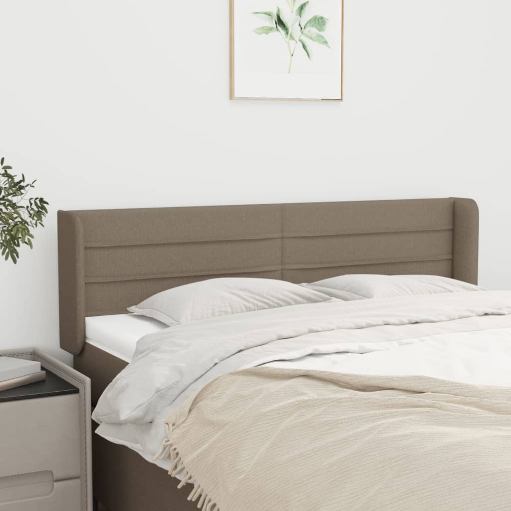 Hoofdbord met randen 147x16x78/88 cm stof taupe