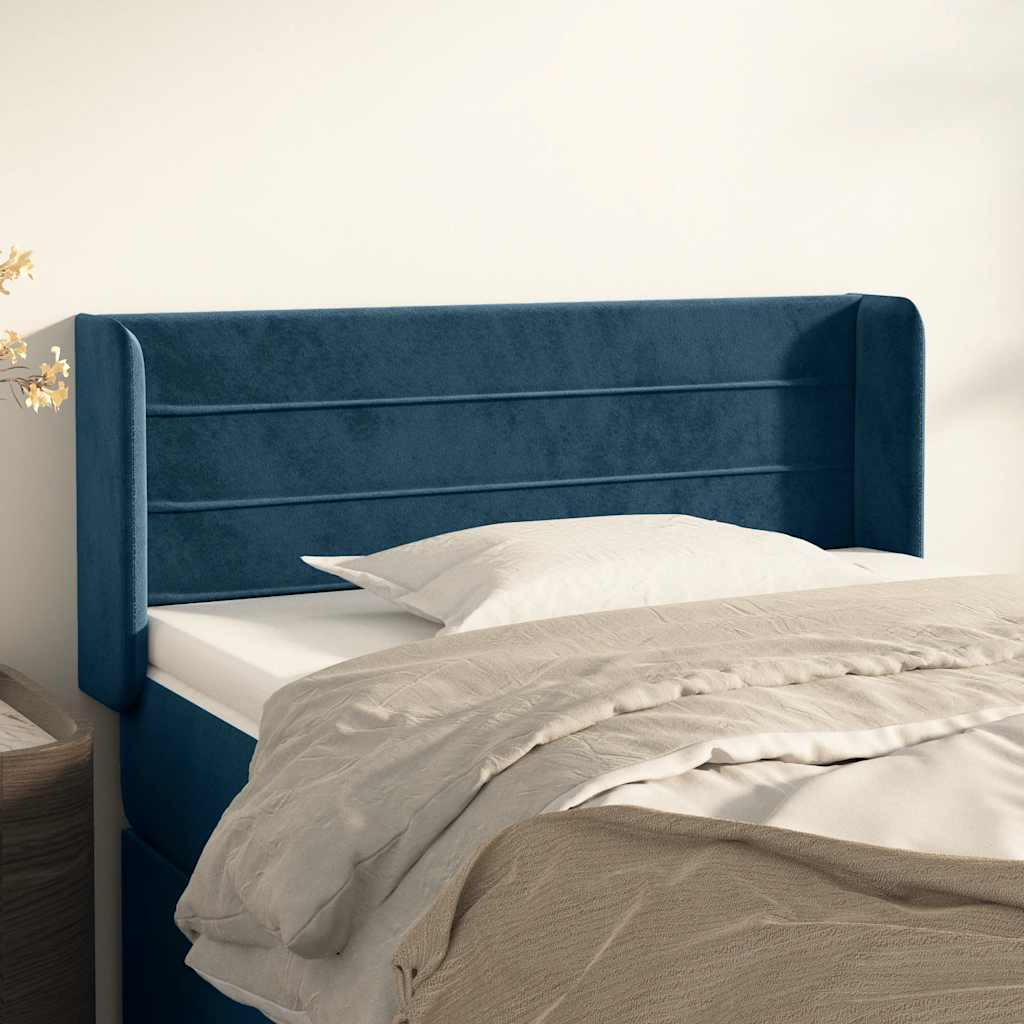 Hoofdbord met randen 83x16x78/88 cm fluweel donkerblauw