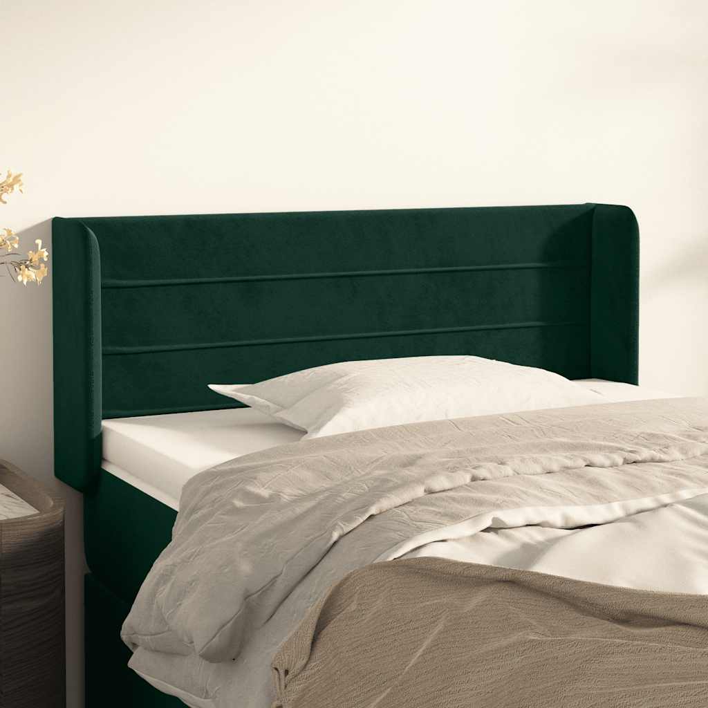 Hoofdbord met randen 93x16x78/88 cm fluweel donkergroen – afbeelding 1