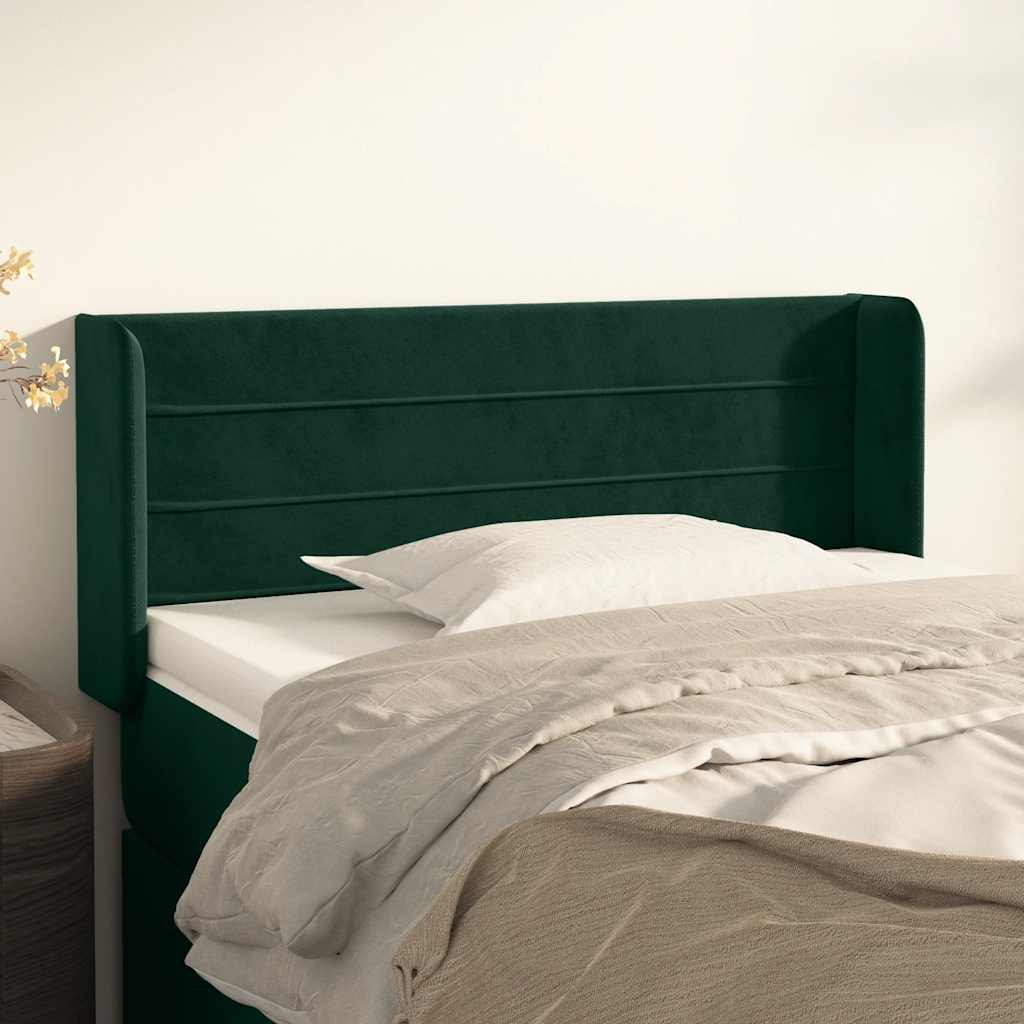 Hoofdbord met randen 103x16x78/88 cm fluweel donkergroen – afbeelding 1