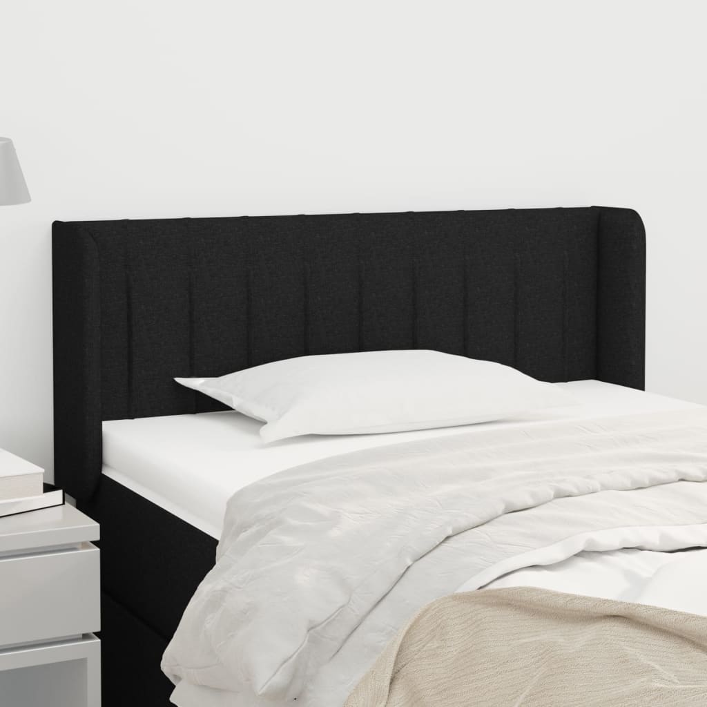 Hoofdbord met randen 83x16x78/88 cm stof zwart – afbeelding 1