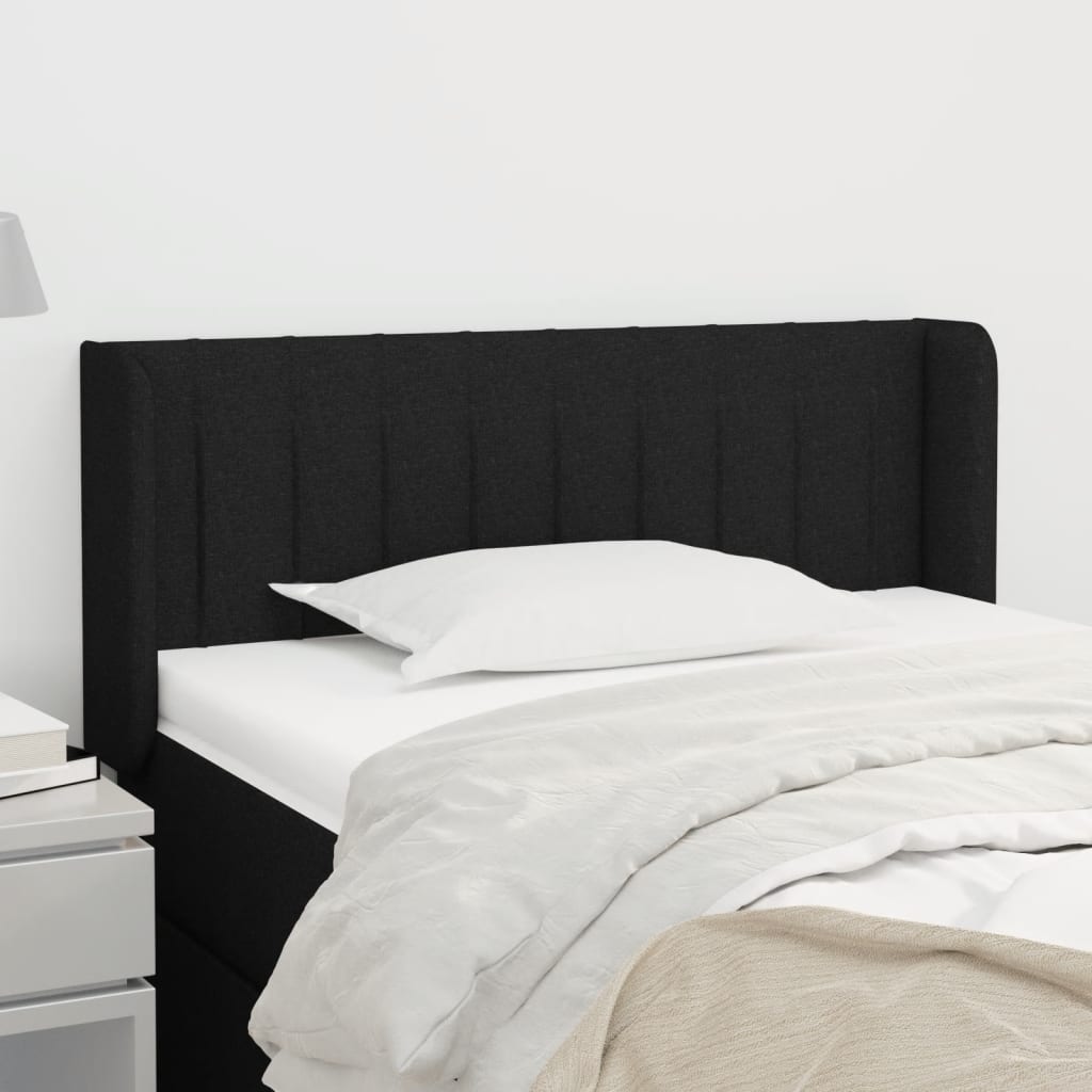 Hoofdbord met randen 93x16x78/88 cm stof zwart – afbeelding 1