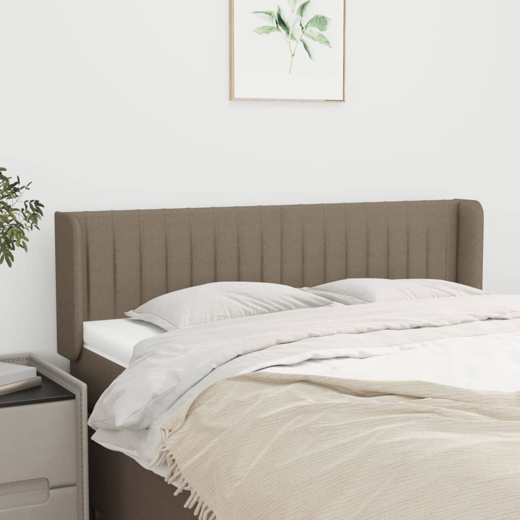 Hoofdbord met randen 147x16x78/88 cm stof taupe