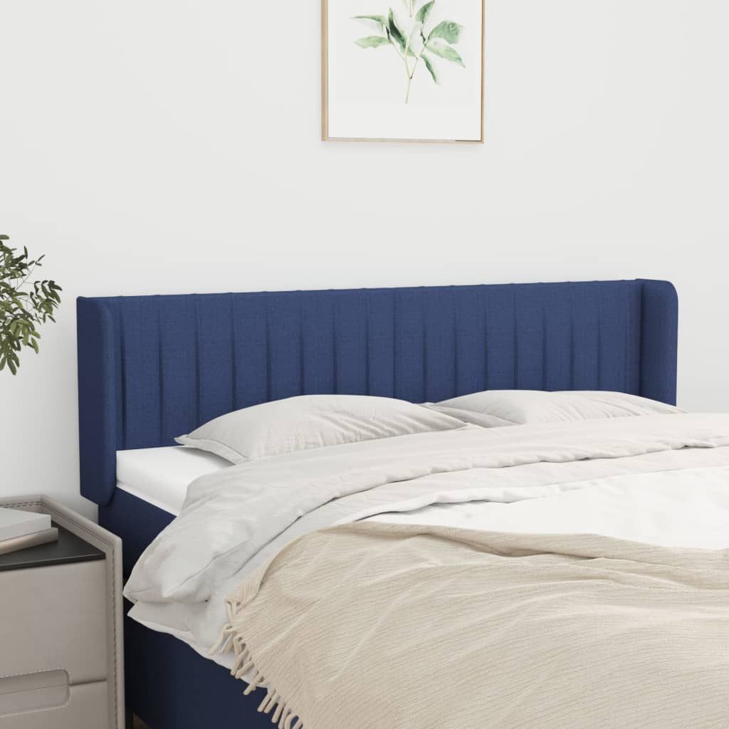 Hoofdbord met randen 147x16x78/88 cm stof blauw