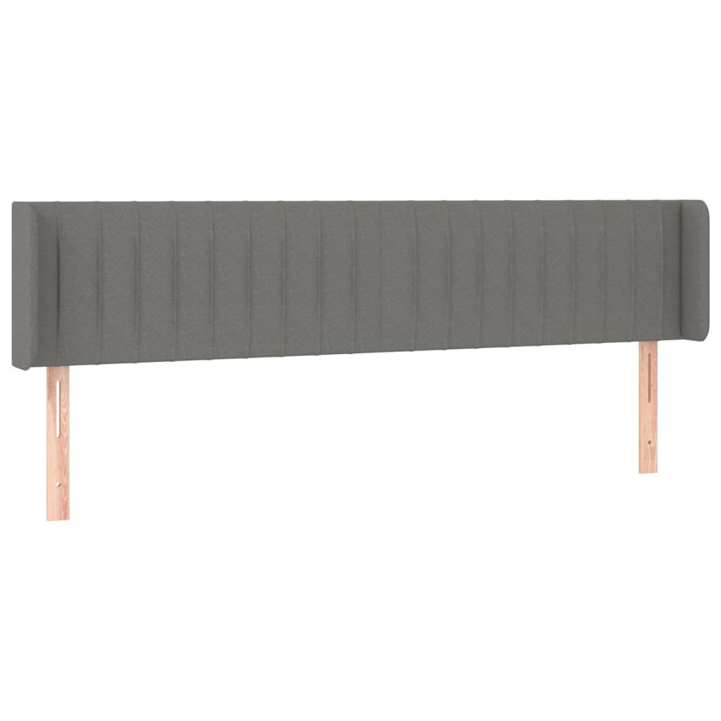 Hoofdbord met randen 163x16x78/88 cm stof donkergrijs – afbeelding 2