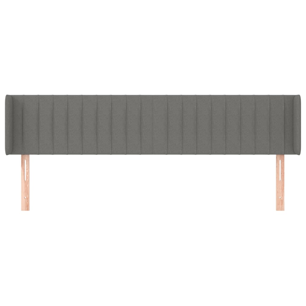 Hoofdbord met randen 163x16x78/88 cm stof donkergrijs – afbeelding 3