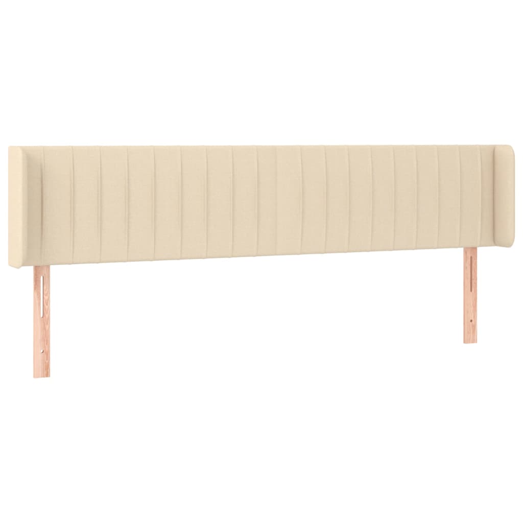 Hoofdbord met randen 203x16x78/88 cm stof crèmekleurig – afbeelding 2