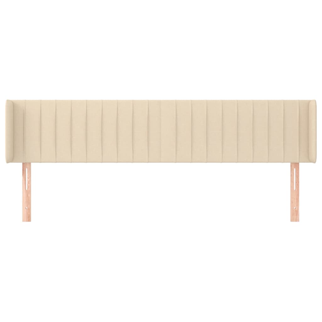 Hoofdbord met randen 203x16x78/88 cm stof crèmekleurig – afbeelding 3