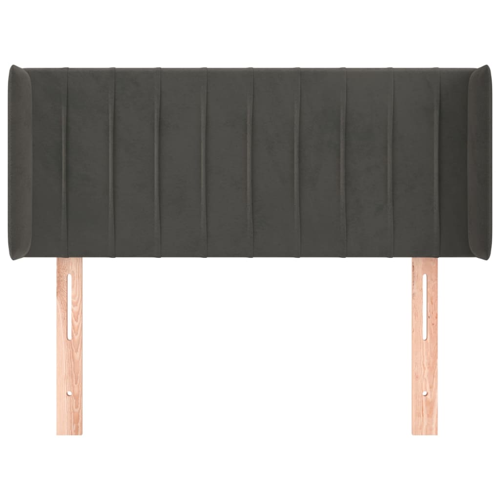 Hoofdbord met randen 83x16x78/88 cm fluweel donkergrijs – afbeelding 3