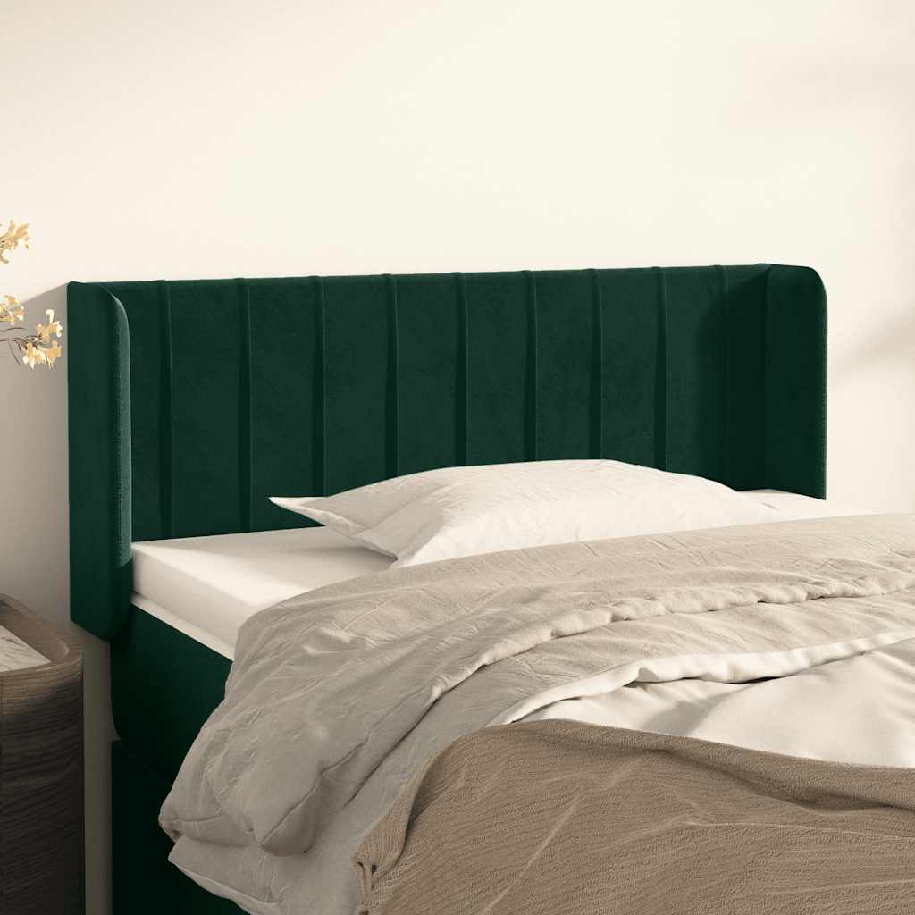 Hoofdbord met randen 93x16x78/88 cm fluweel donkergroen – afbeelding 1