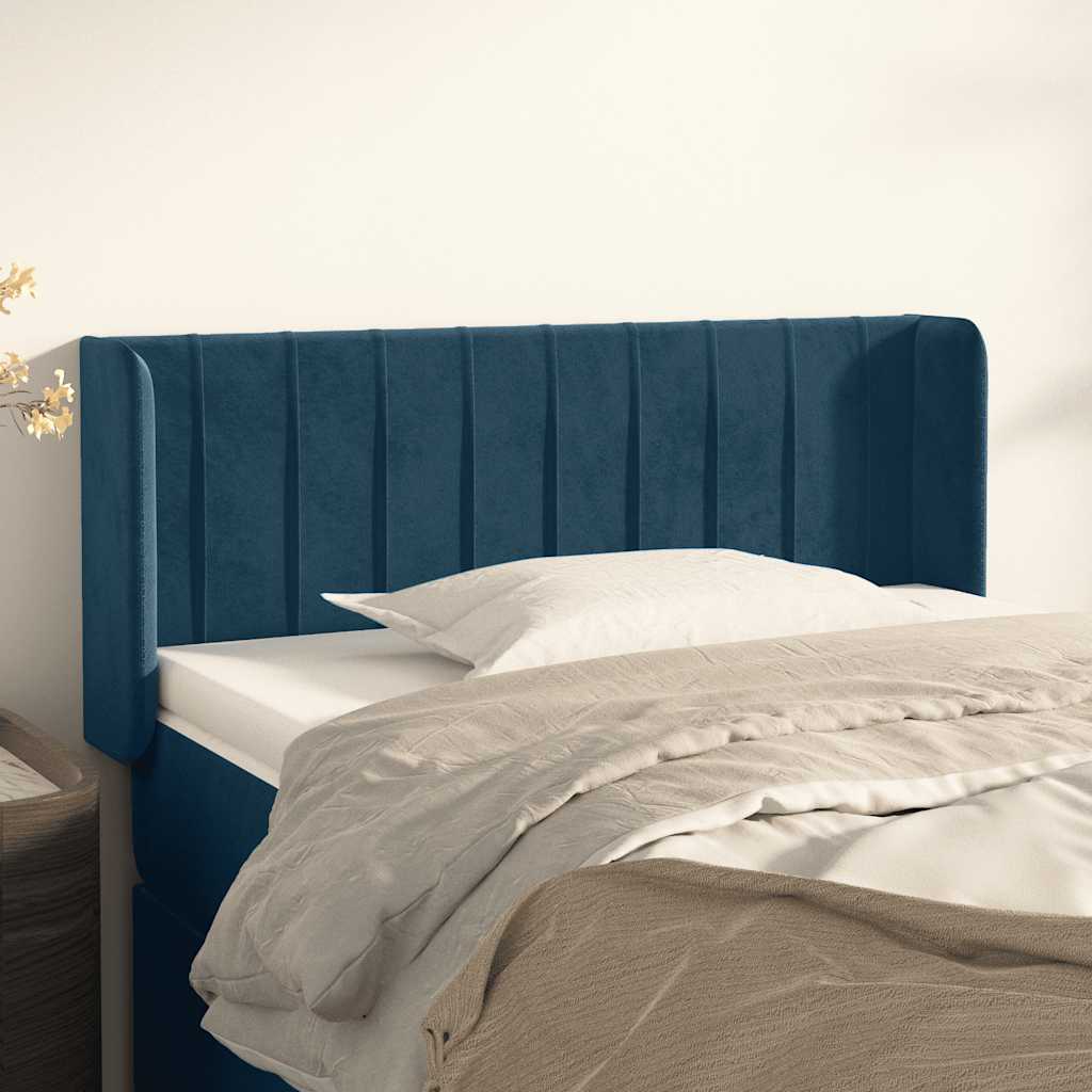 Hoofdbord met randen 93x16x78/88 cm fluweel donkerblauw