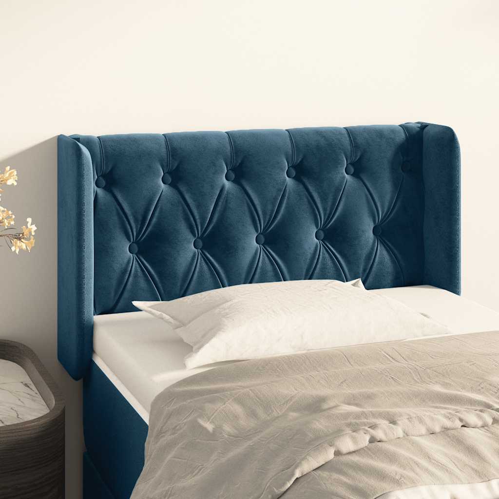 Hoofdbord met randen 83x16x78/88 cm fluweel donkerblauw – afbeelding 1