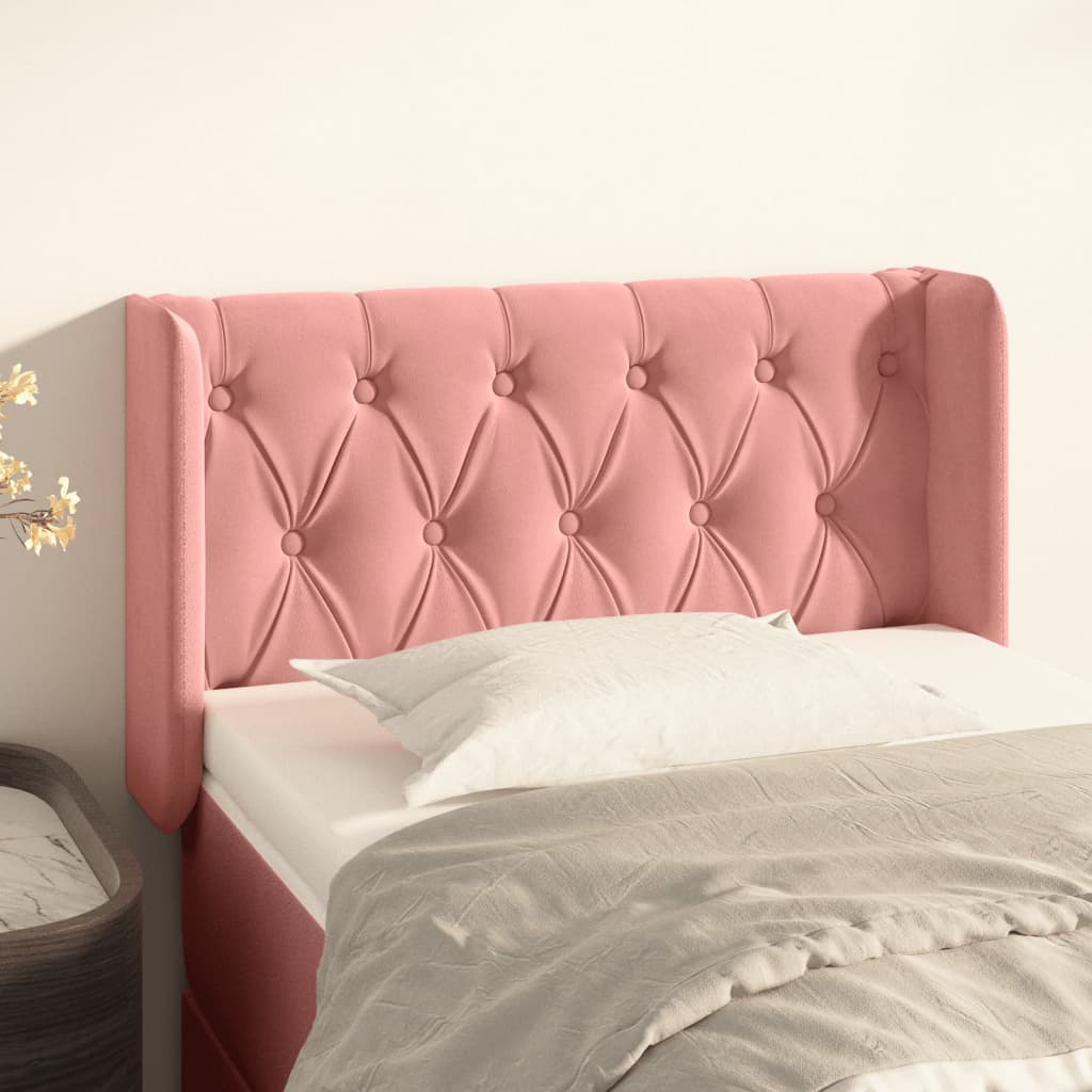 Hoofdbord met randen 83x16x78/88 cm fluweel roze – afbeelding 1