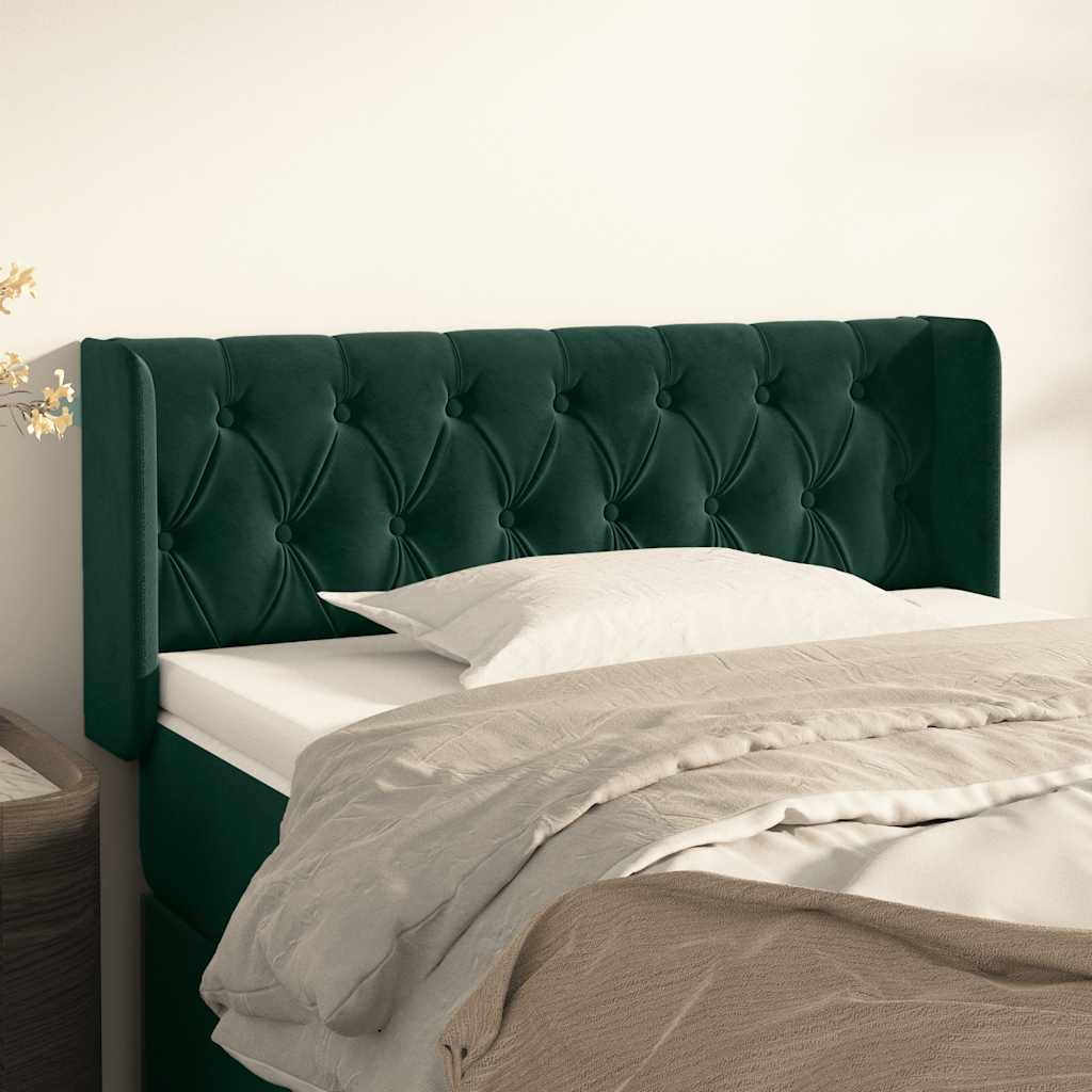 Hoofdbord met randen 103x16x78/88 cm fluweel donkergroen – afbeelding 1
