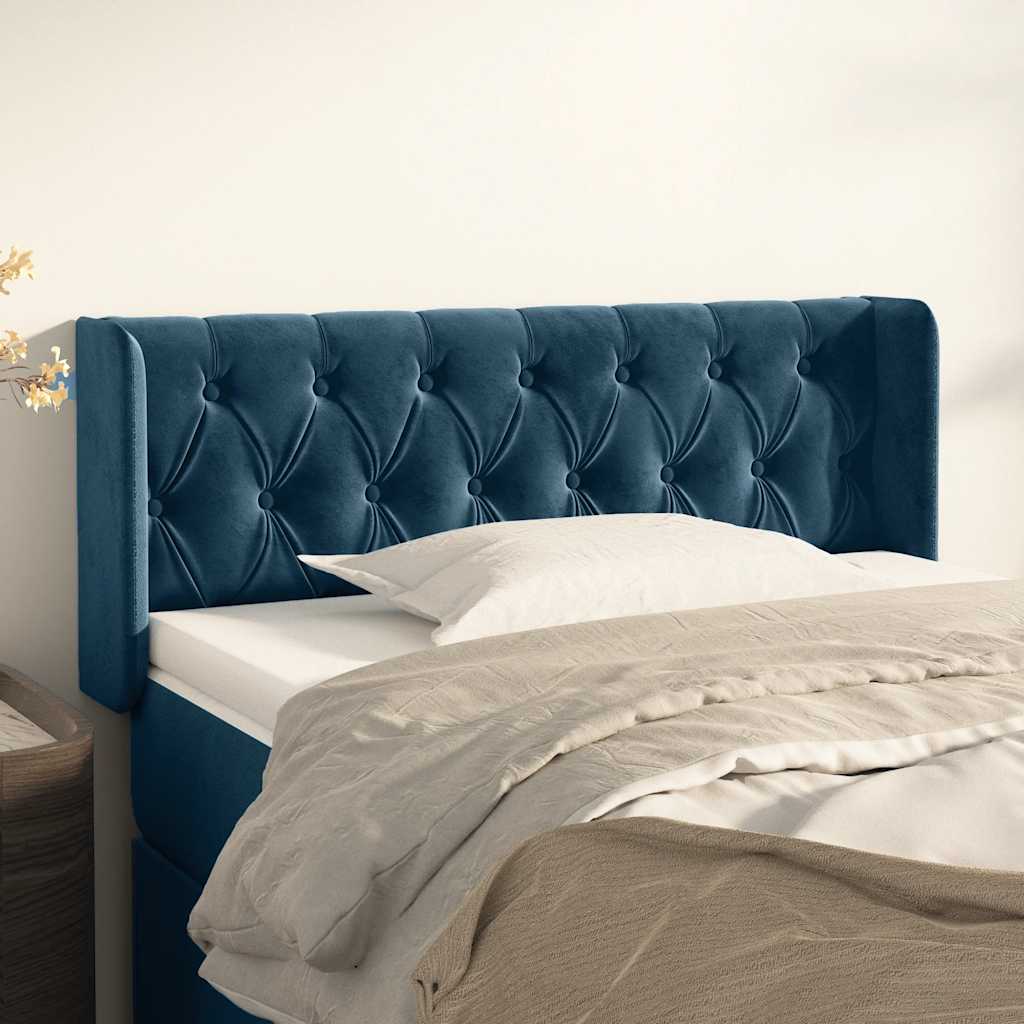 Hoofdbord met randen 103x16x78/88 cm fluweel donkerblauw