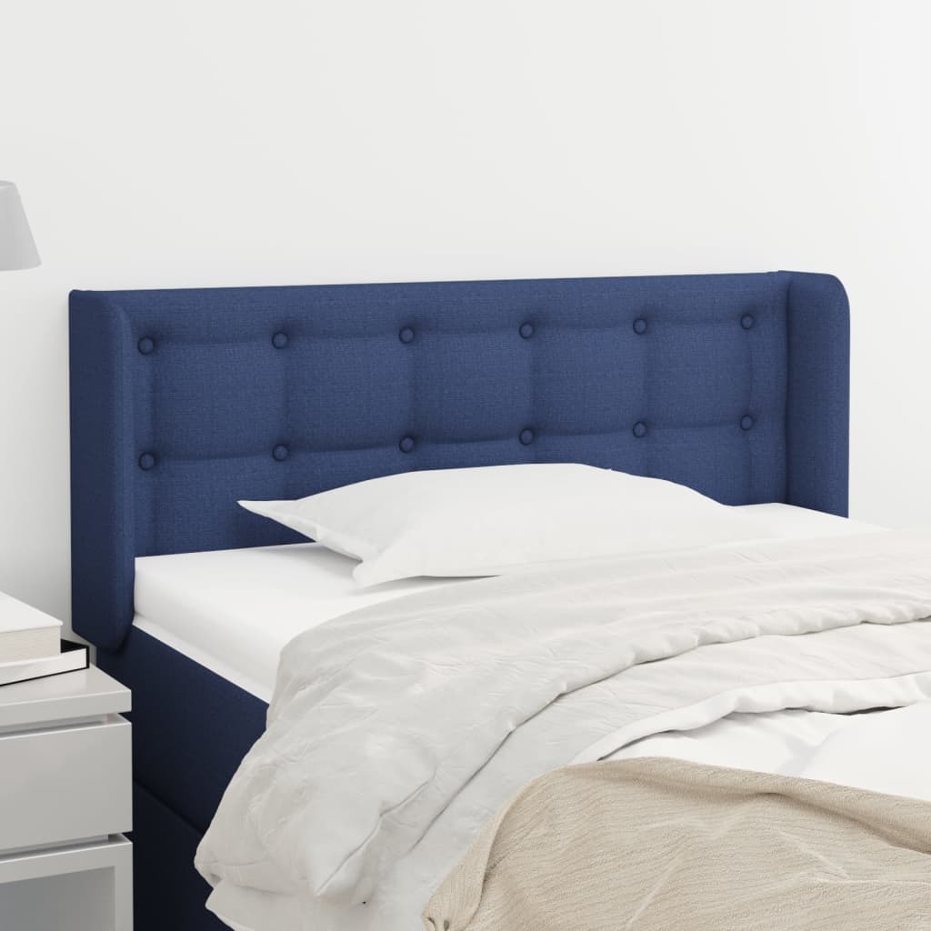 Hoofdbord met randen 93x16x78/88 cm stof blauw – afbeelding 1