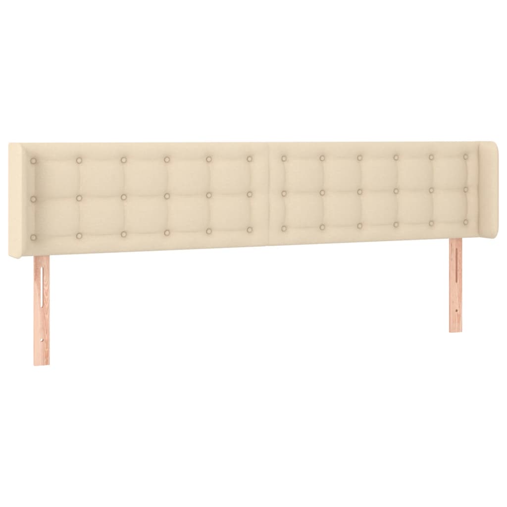 Hoofdbord met randen 163x16x78/88 cm stof crèmekleurig – afbeelding 2