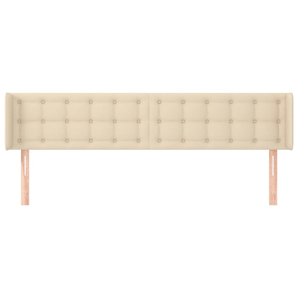 Hoofdbord met randen 163x16x78/88 cm stof crèmekleurig – afbeelding 3