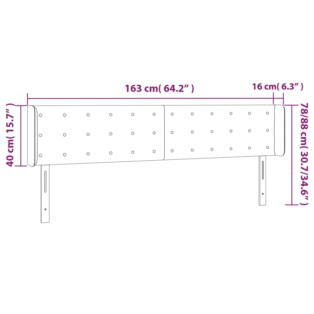 Hoofdbord met randen 163x16x78/88 cm stof crèmekleurig – afbeelding 9