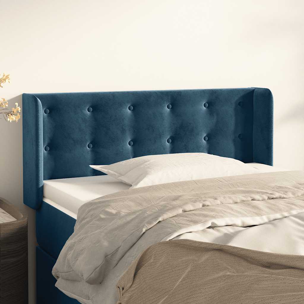 Hoofdbord met randen 83x16x78/88 cm fluweel donkerblauw