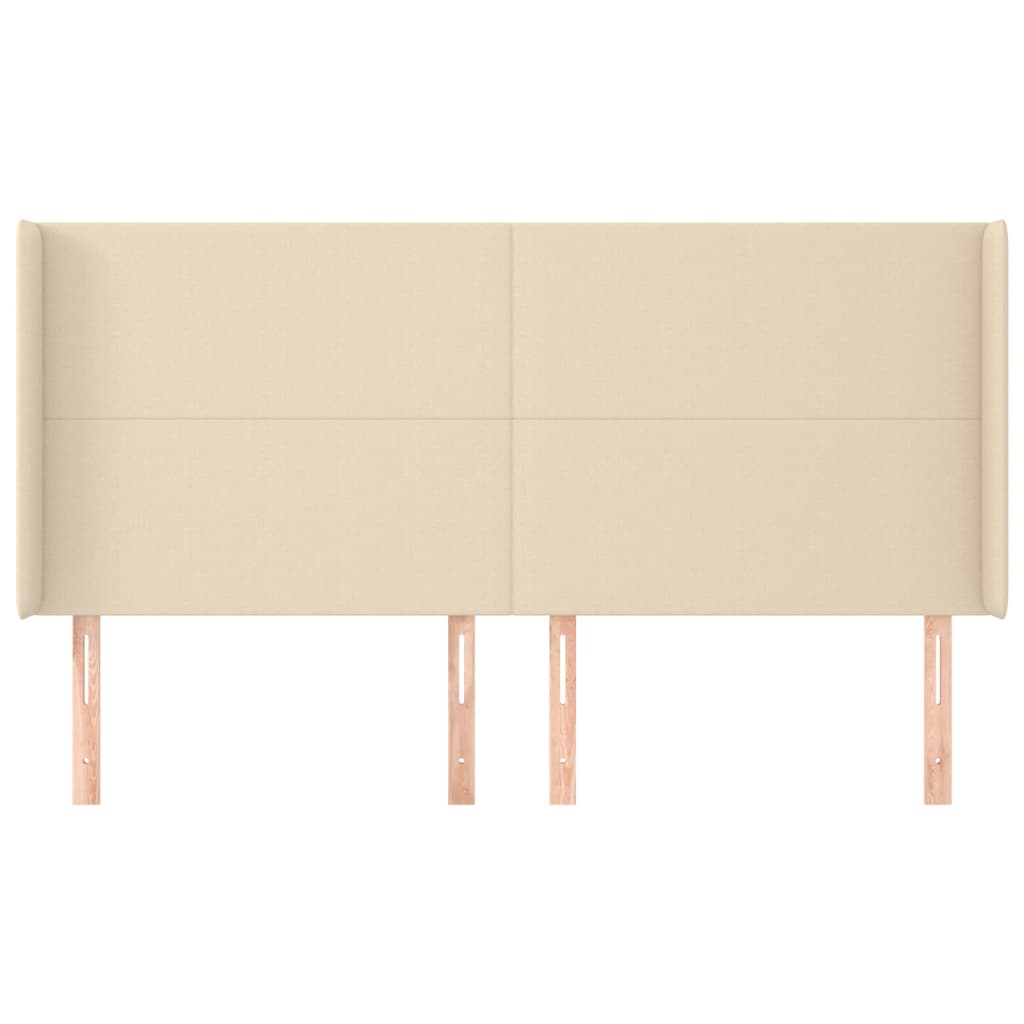 Hoofdbord met randen 163x16x118/128 cm stof crèmekleurig – afbeelding 3