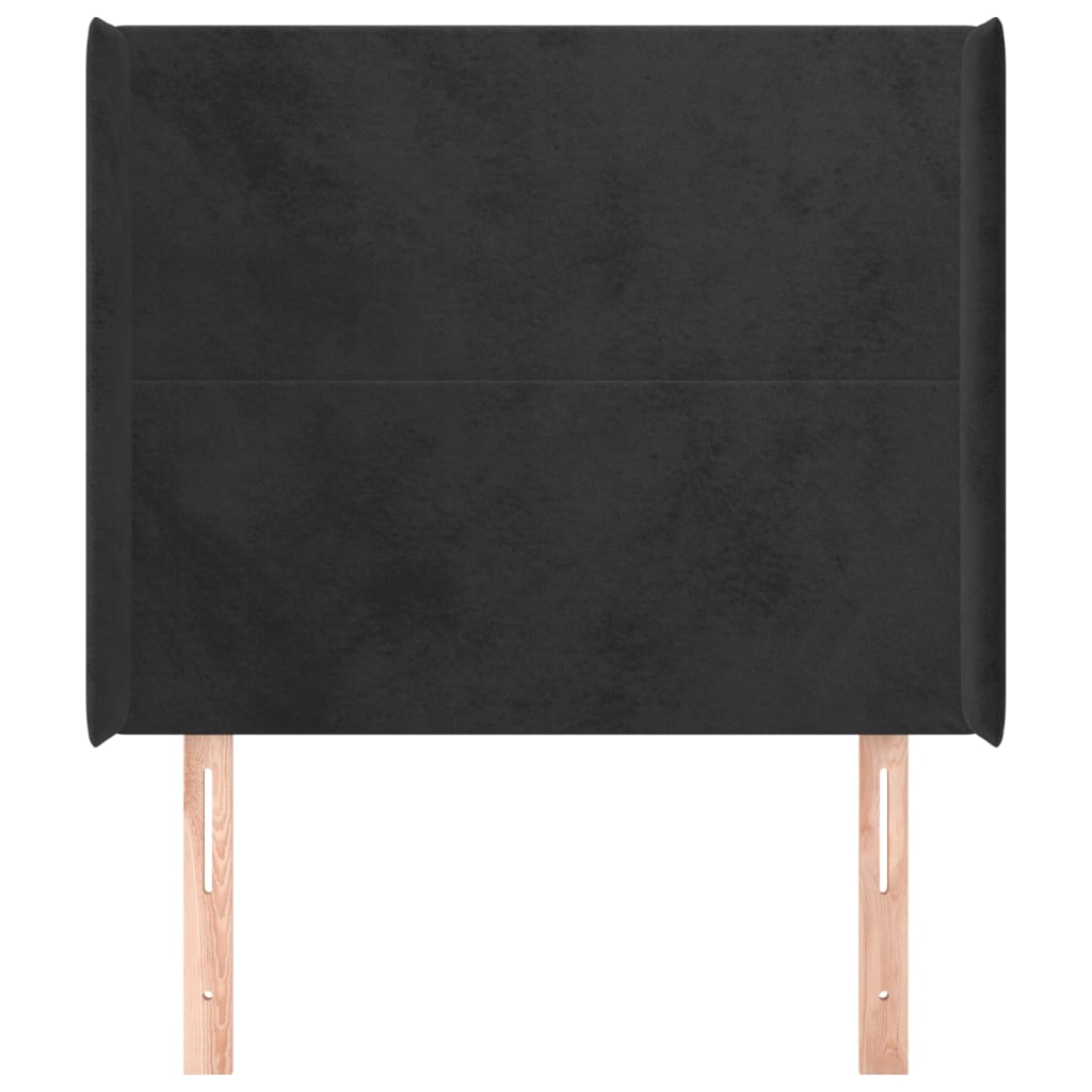 Hoofdbord met randen 93x16x118/128 cm fluweel zwart – afbeelding 3