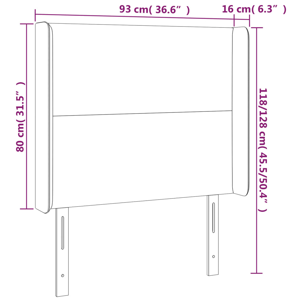 Hoofdbord met randen 93x16x118/128 cm fluweel zwart – afbeelding 9
