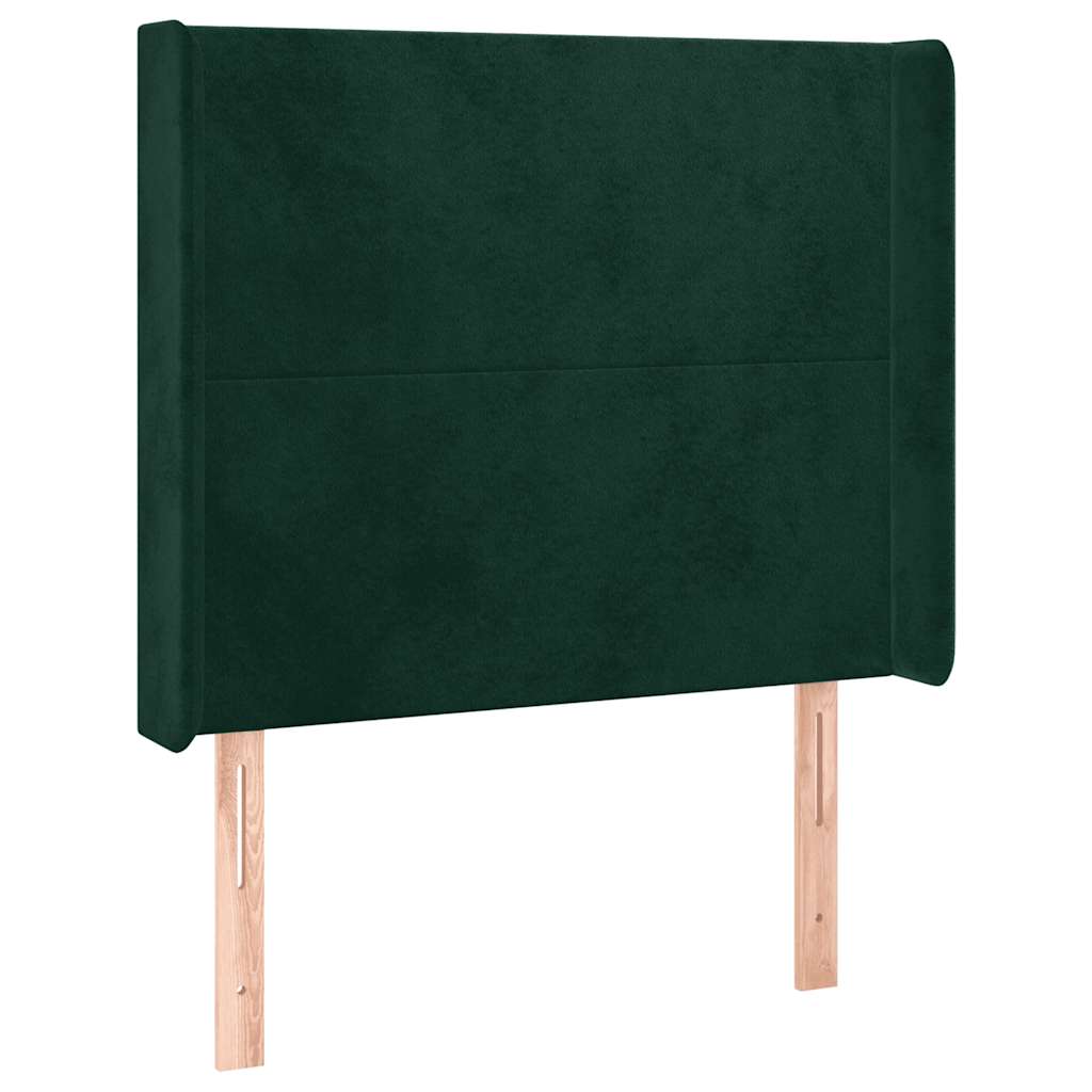 Hoofdbord met randen 93x16x118/128 cm fluweel donkergroen – afbeelding 2