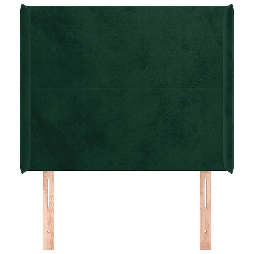 Hoofdbord met randen 93x16x118/128 cm fluweel donkergroen – afbeelding 3