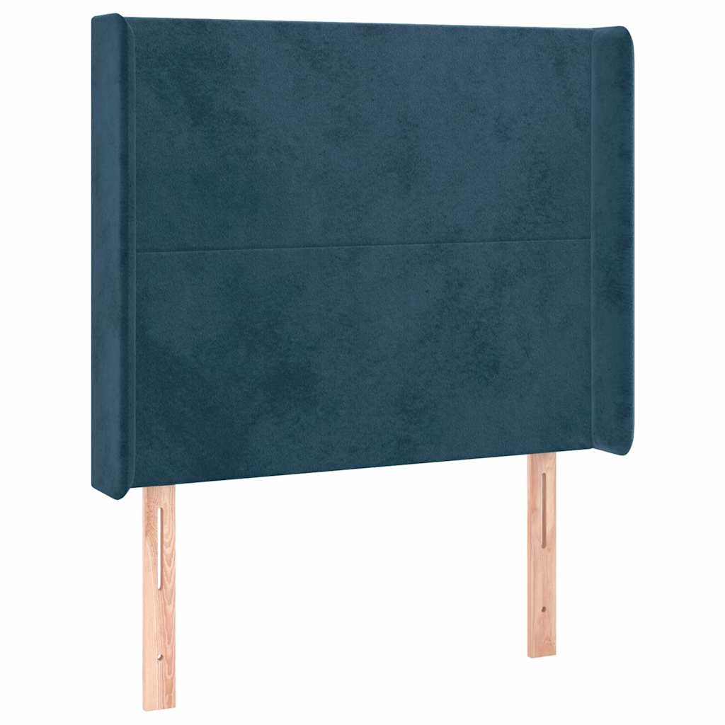 Hoofdbord met randen 93x16x118/128 cm fluweel donkerblauw – afbeelding 2