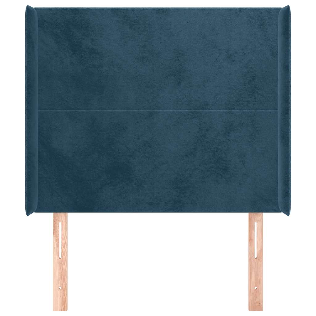 Hoofdbord met randen 93x16x118/128 cm fluweel donkerblauw – afbeelding 3