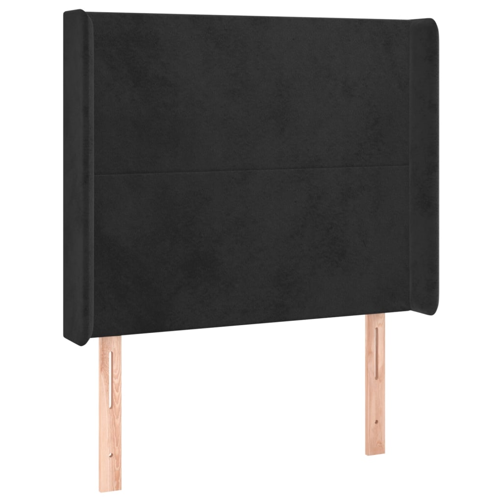 Hoofdbord met randen 103x16x118/128 cm fluweel zwart – afbeelding 2