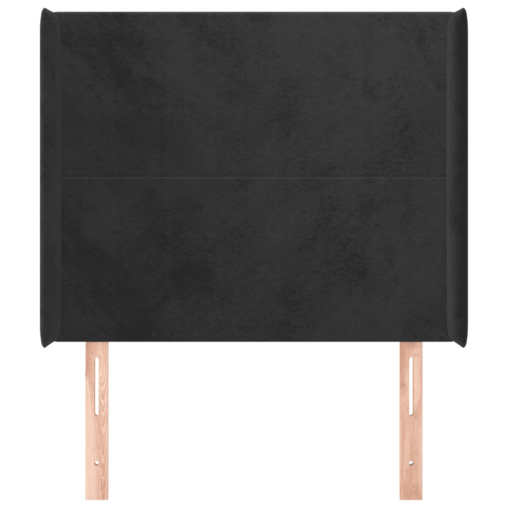 Hoofdbord met randen 103x16x118/128 cm fluweel zwart – afbeelding 3