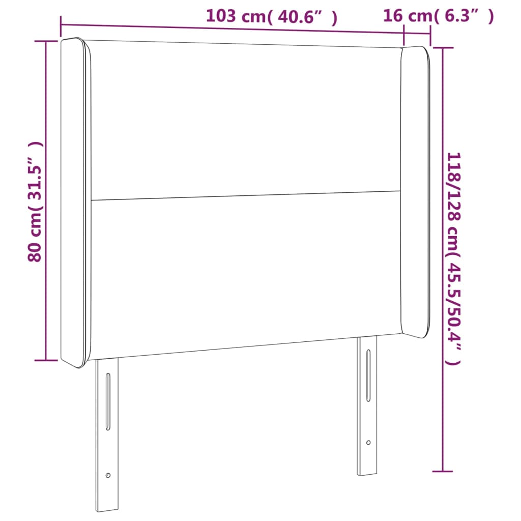 Hoofdbord met randen 103x16x118/128 cm fluweel zwart – afbeelding 9