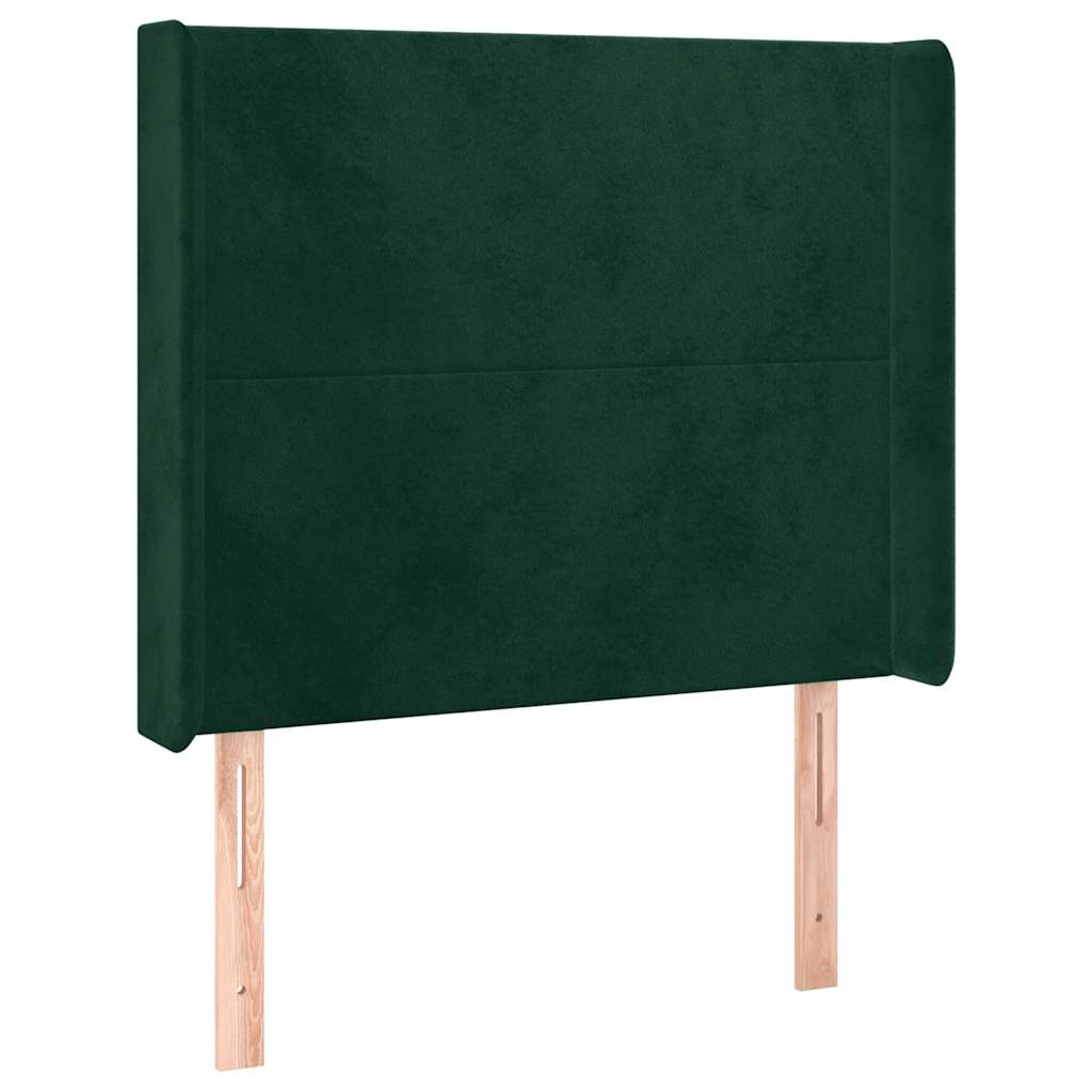 Hoofdbord met randen 103x16x118/128 cm fluweel donkergroen – afbeelding 2