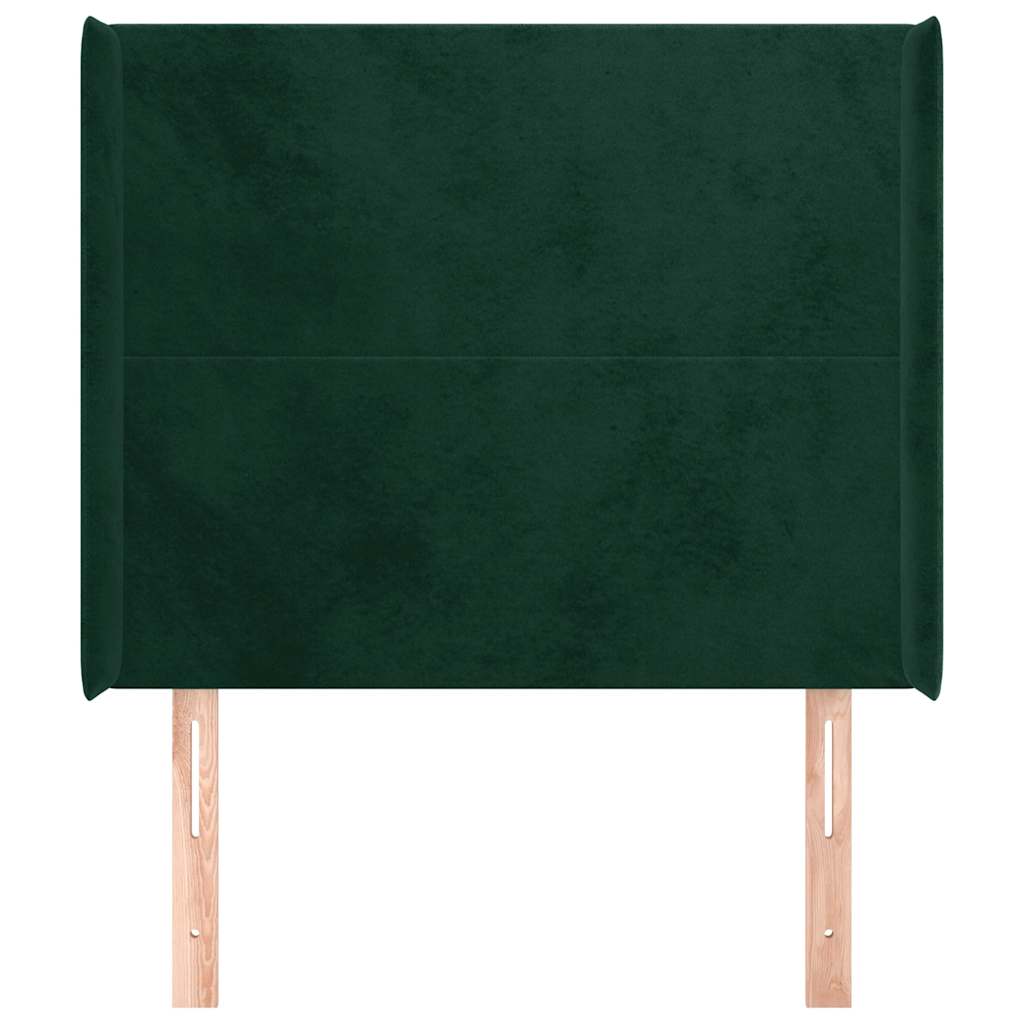 Hoofdbord met randen 103x16x118/128 cm fluweel donkergroen – afbeelding 3