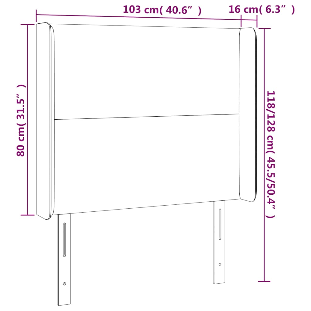 Hoofdbord met randen 103x16x118/128 cm fluweel donkergroen – afbeelding 7