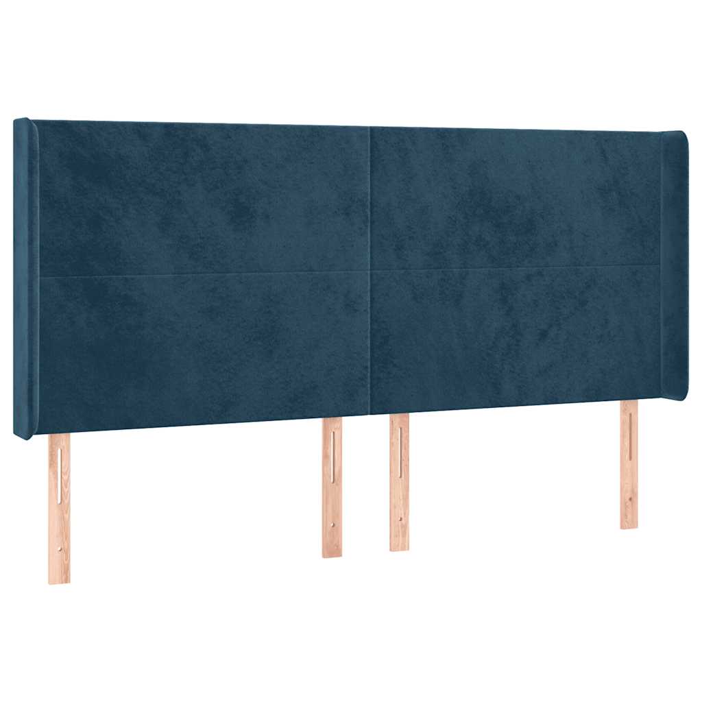Hoofdbord met randen 103x16x118/128 cm fluweel donkerblauw – afbeelding 2