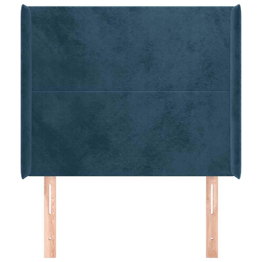 Hoofdbord met randen 103x16x118/128 cm fluweel donkerblauw – afbeelding 3