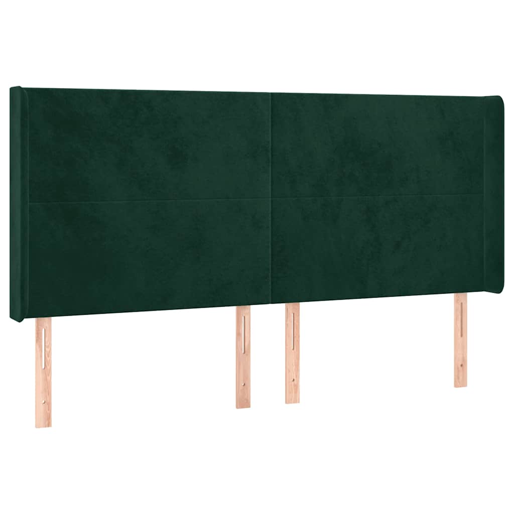 Hoofdbord met randen 163x16x118/128 cm fluweel donkergroen – afbeelding 2