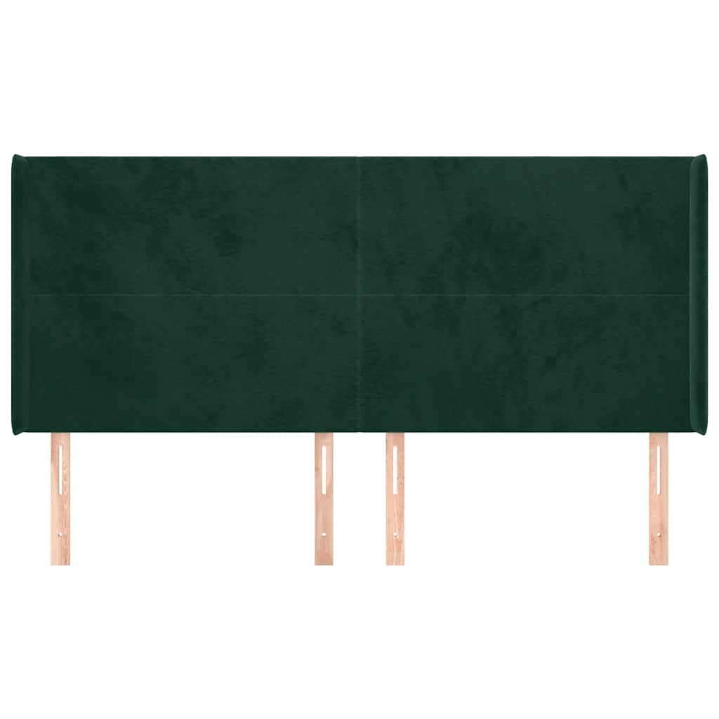 Hoofdbord met randen 163x16x118/128 cm fluweel donkergroen – afbeelding 3