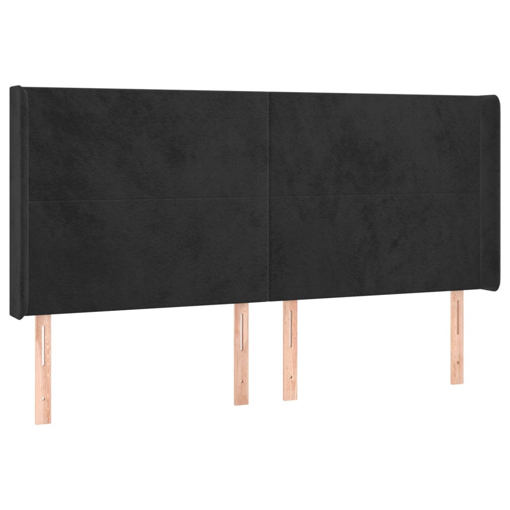 Hoofdbord met randen 183x16x118/128 cm fluweel zwart – afbeelding 2